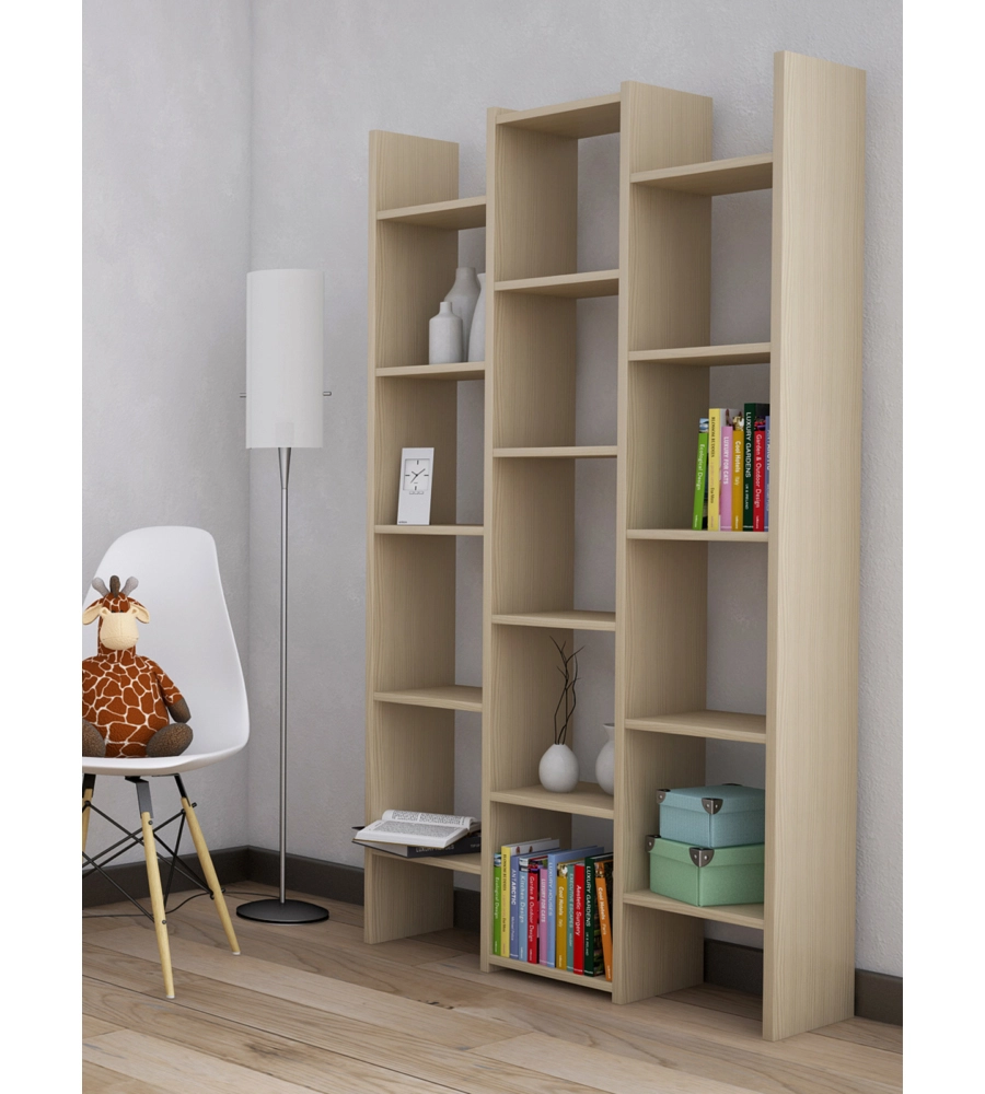 Libreria multispazio 15 ripiani olmo, 180x91x28 cm